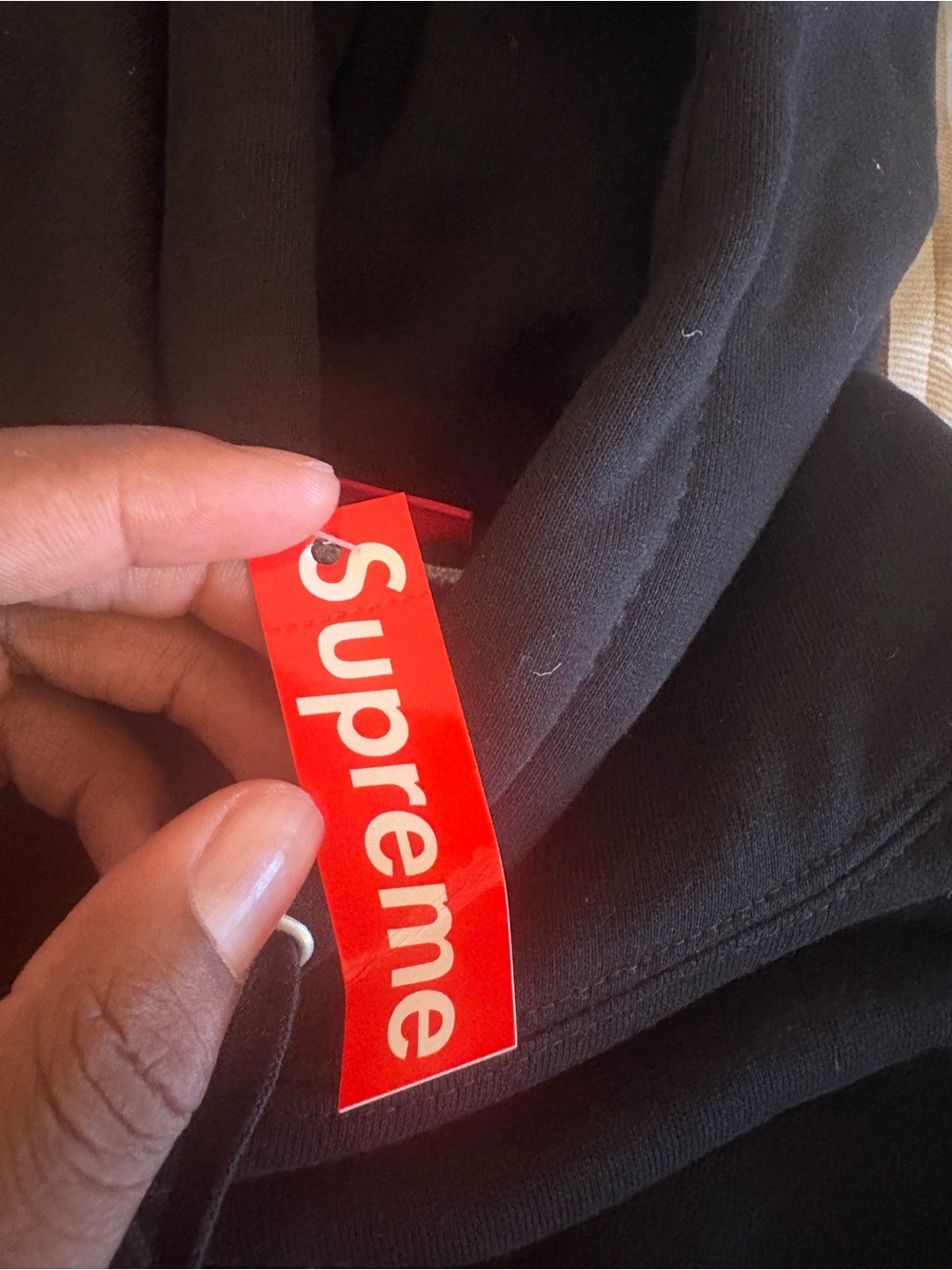 Black supreme satin applique hoodie - Picture 4 of 4